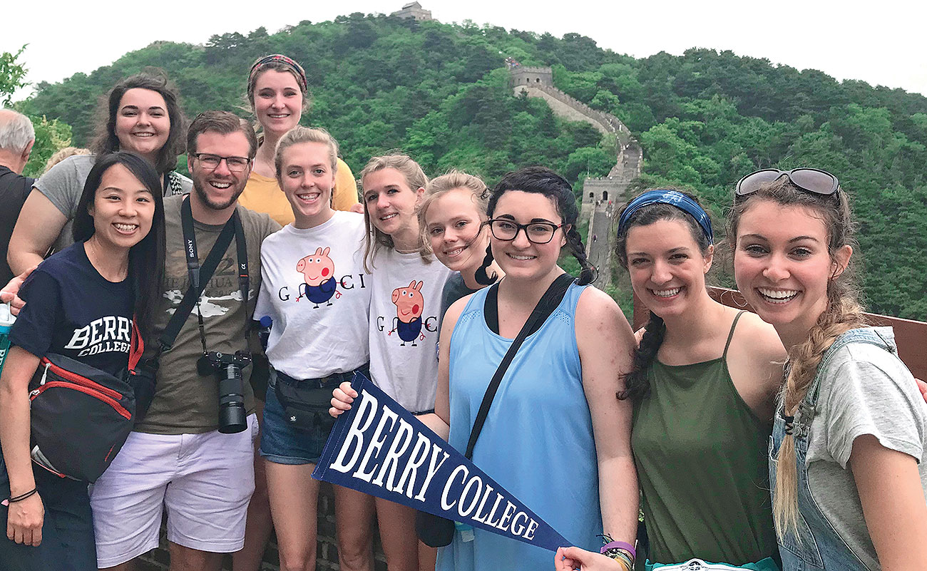 Students on the Great Wall of China