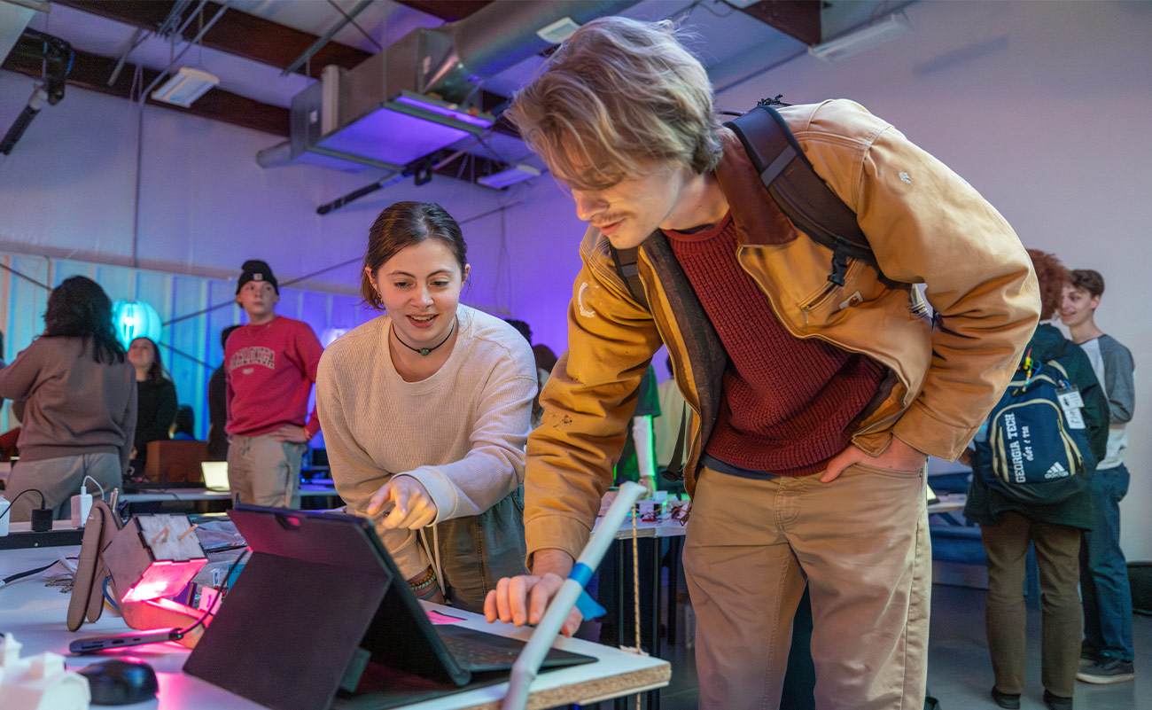 Students working on the computer