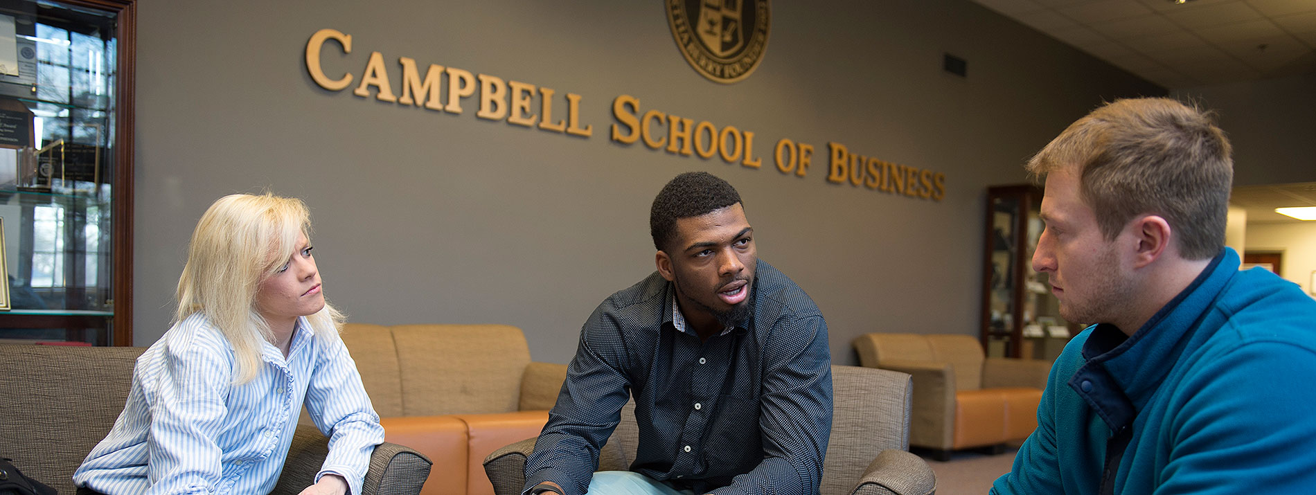 Graduate students working in the Campbell School of Business