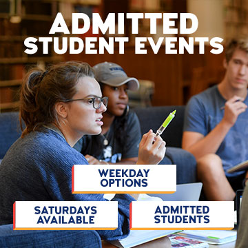 admitted student events: weekday options, saturdays available, admitted students