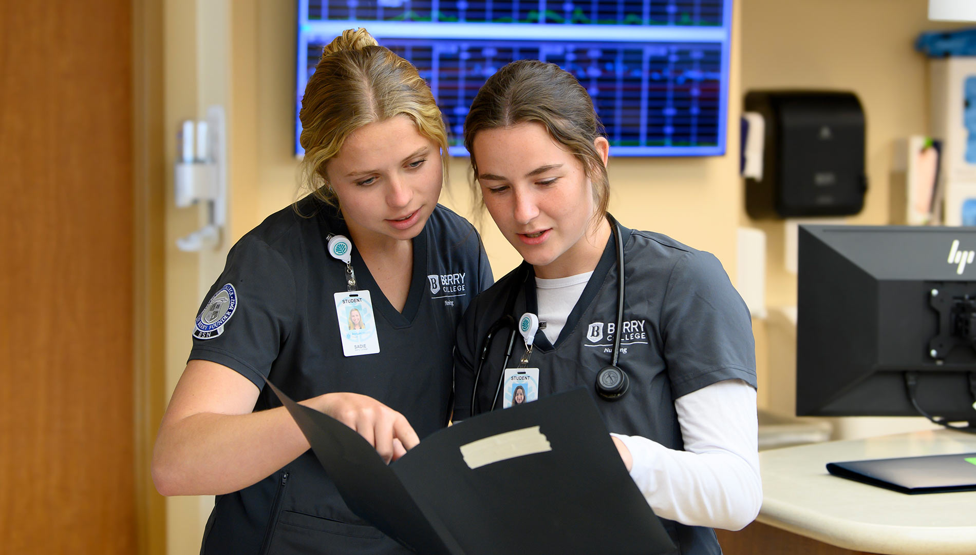 Nursing students working together.