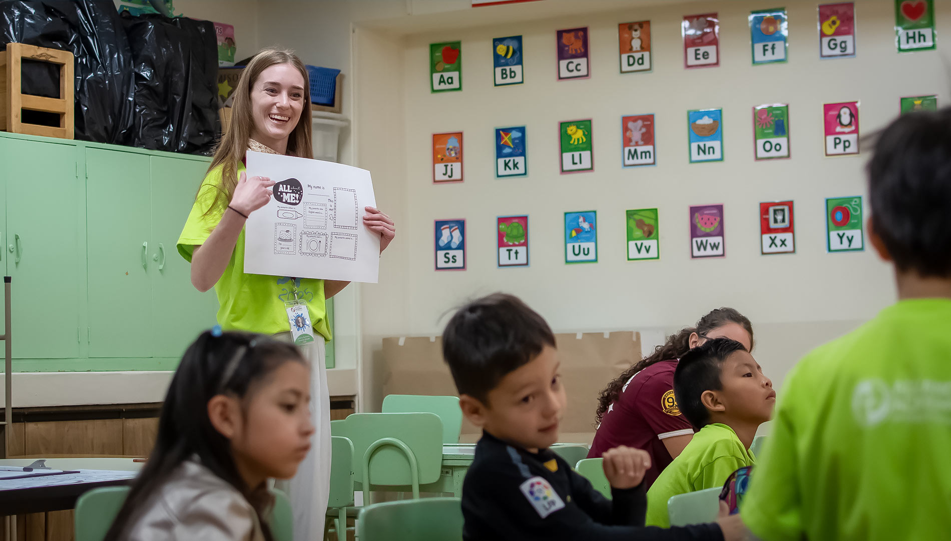 Sydney Summers in her classroom in Ecuador.
