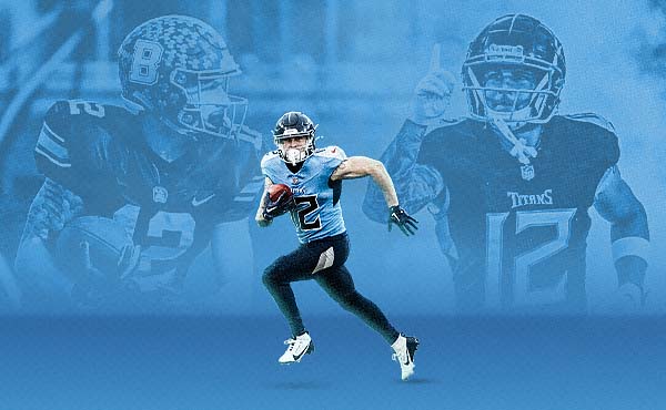 Mason Kinsey running with images of him in the background