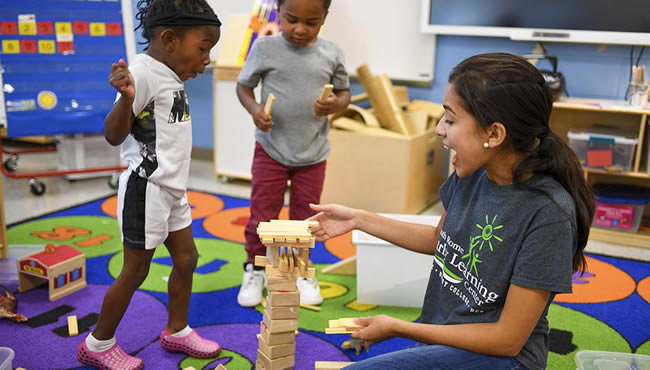 Students at a daycare
