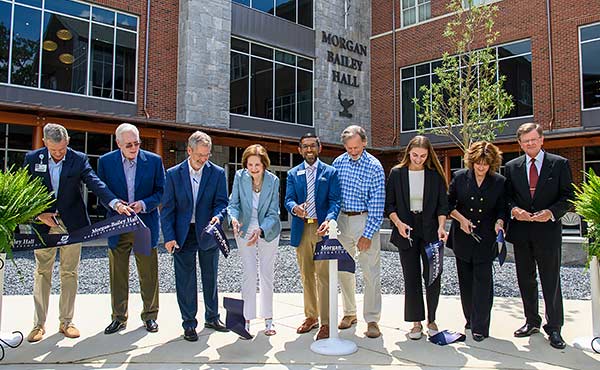 Steve Briggs with members of the Board of Trustees and new President Sandeep Mazumder