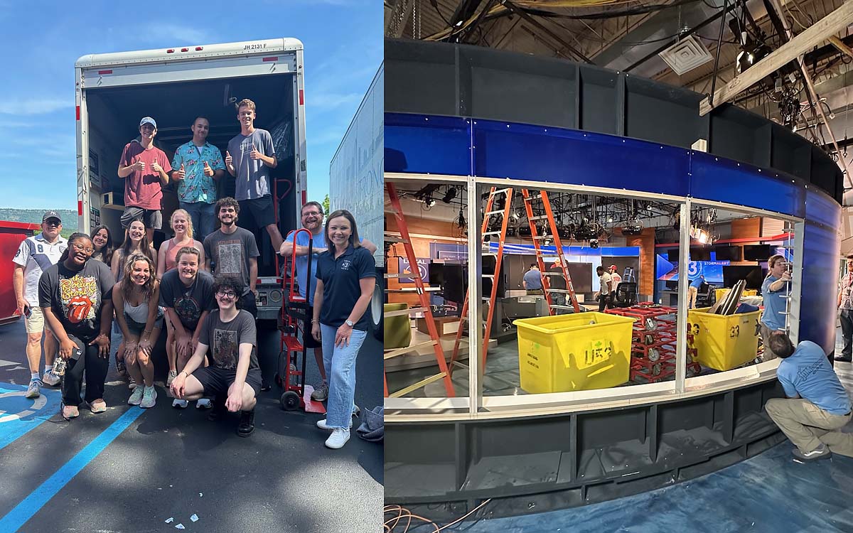 Students and faculty grab a quick photo with Starnes while in Chattanooga for teardown of the Local 3 News set