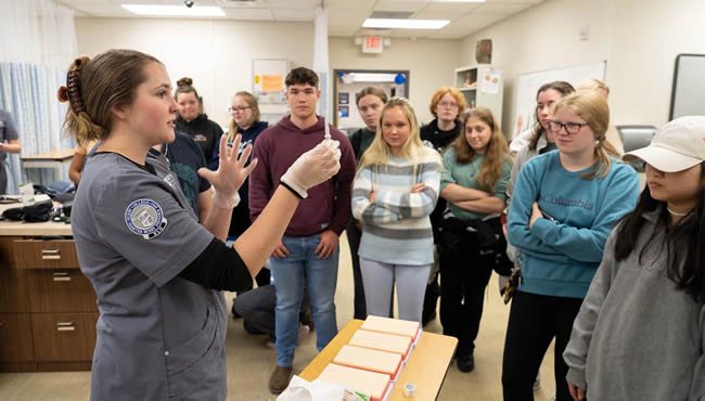 Berry College nurse instructor demonstrating to a class