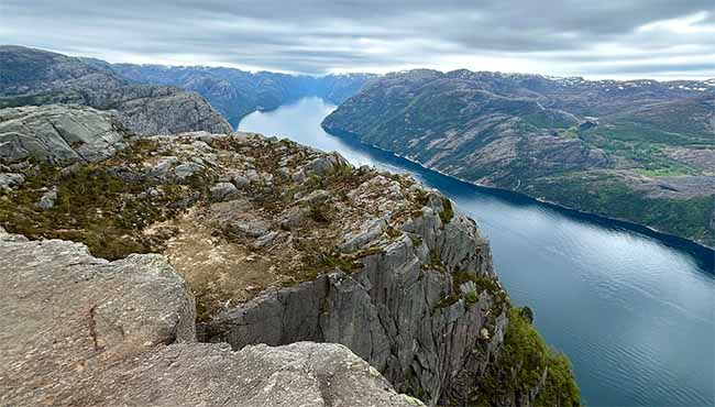 Scenic view of a cliffside over a curving river