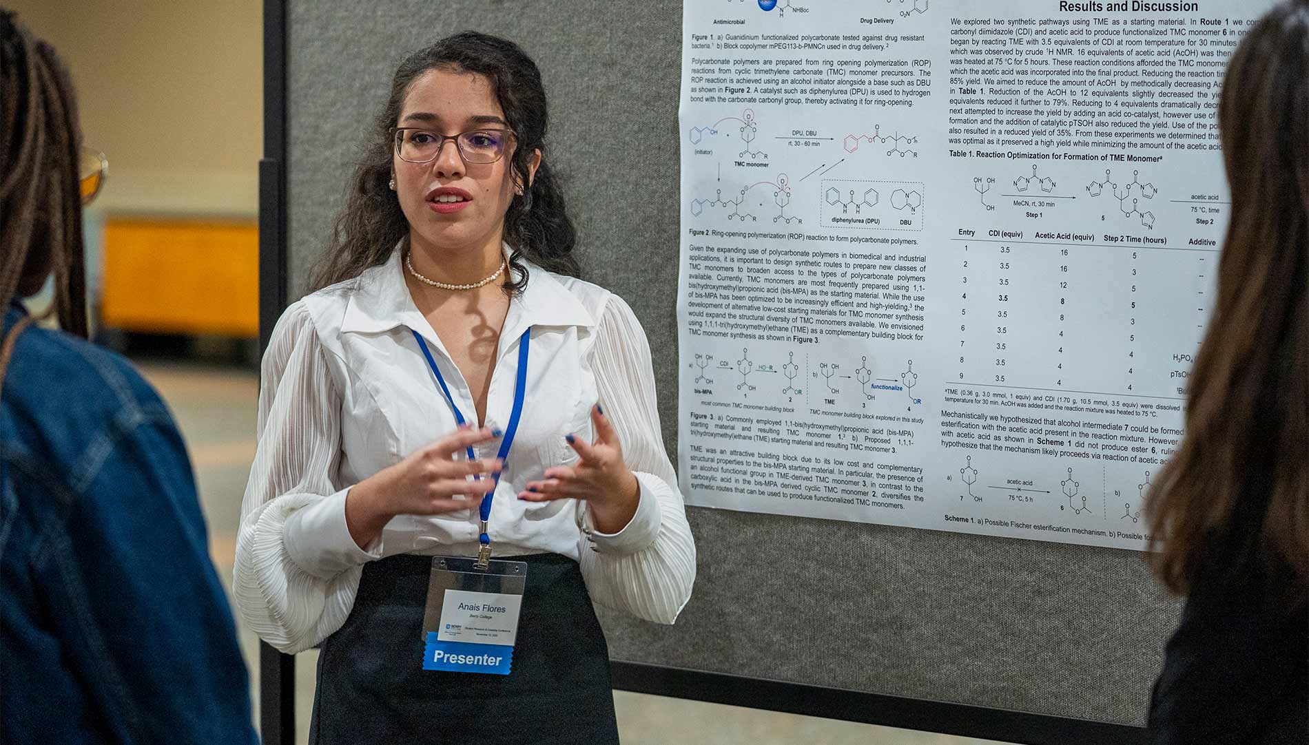 female student giving presentation