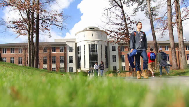 students walking on campus